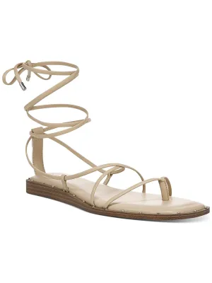 Reformation Nazrine Womens Faux Leather Lace Up Strappy Sandals