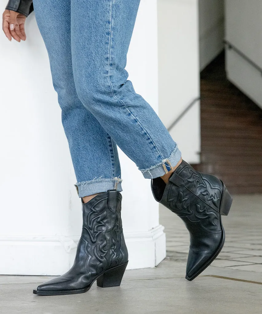 RIMONA BOOTIES BLACK LEATHER Dolce Vita