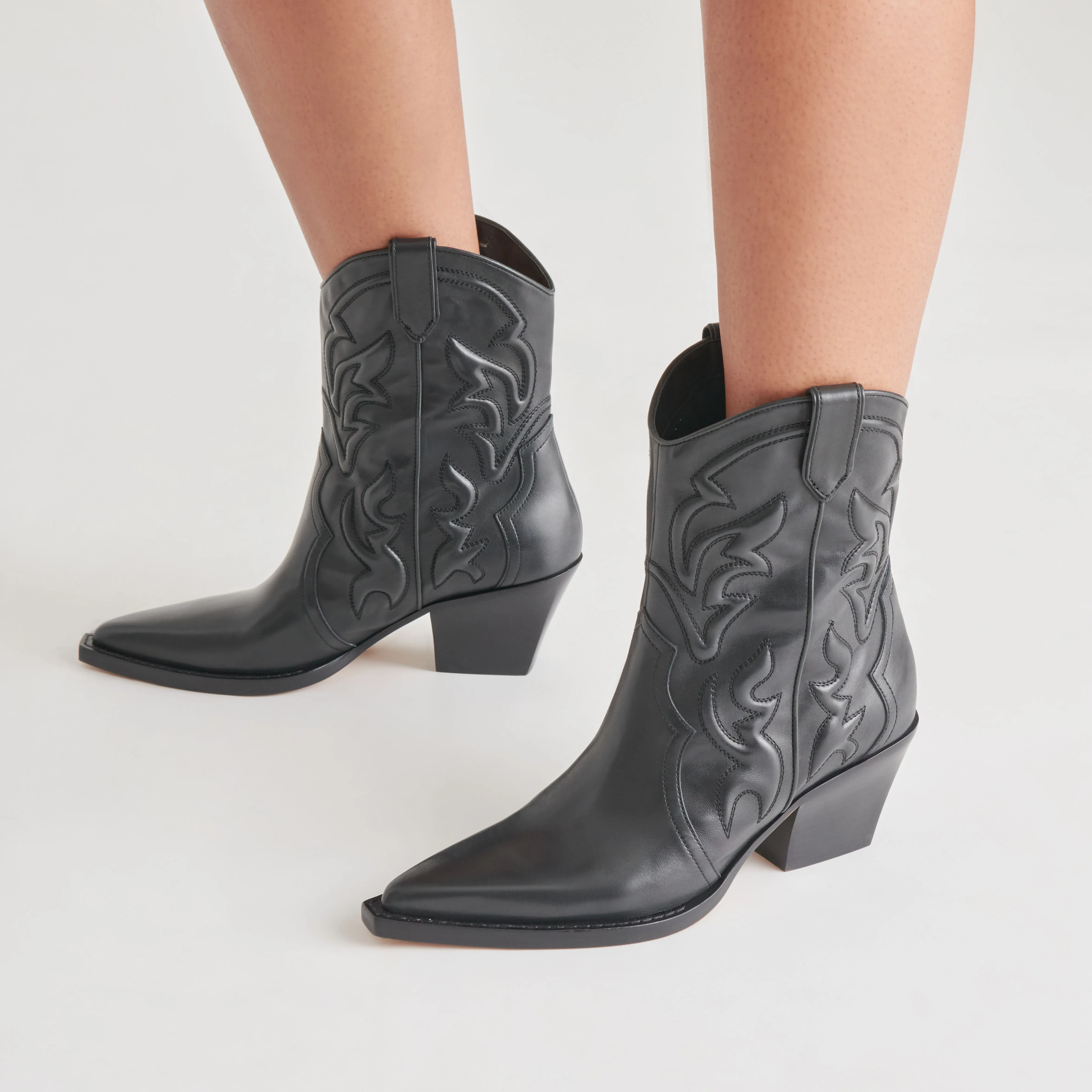 RIMONA BOOTIES BLACK LEATHER Dolce Vita