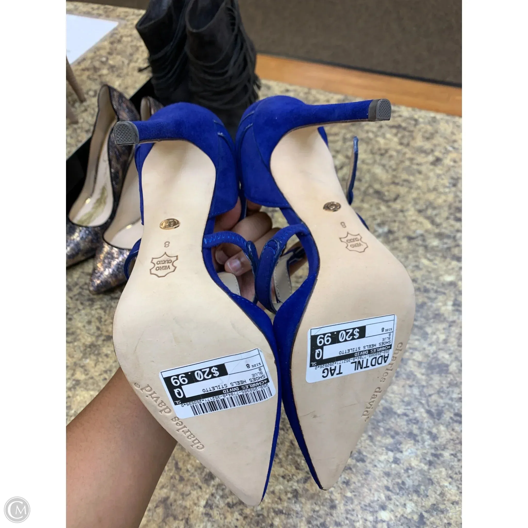 Shoes Heels Stiletto By Charles David In Blue, Size: 8