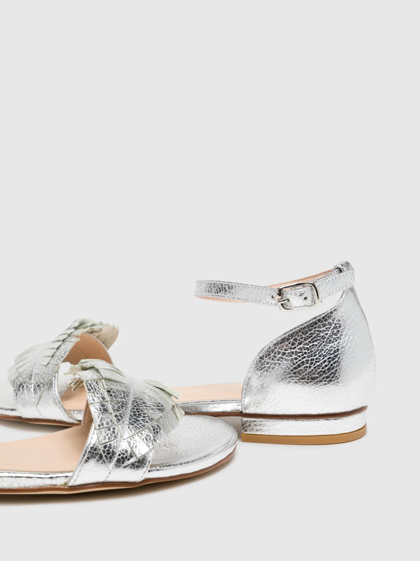 Silver Ankle Strap Sandals