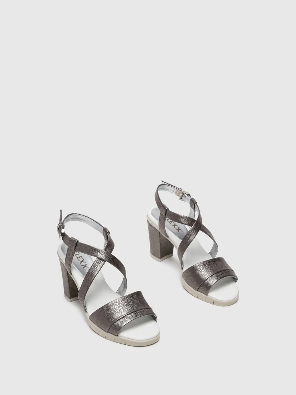 Silver Crossover Sandals
