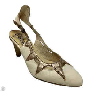 Slingback Shoes Heels Block By Fly London In Cream & Tan, Size: 8.5