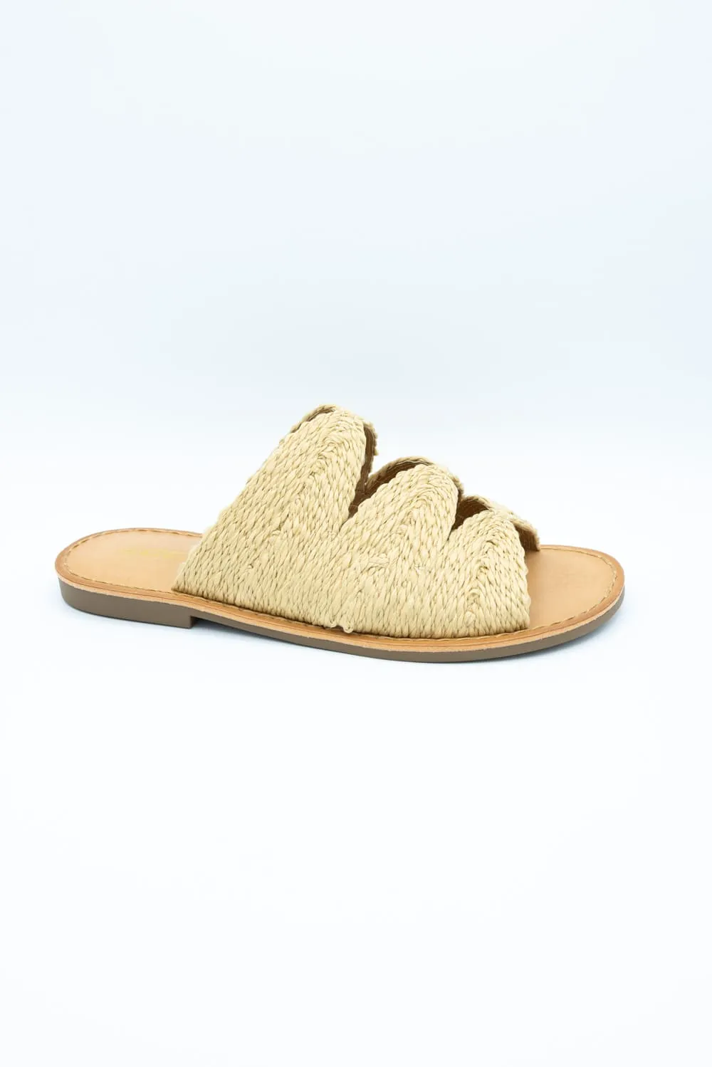 Soda Takes Raffia Slide Sandals for Women in Tan | TAKES-S LT TAN