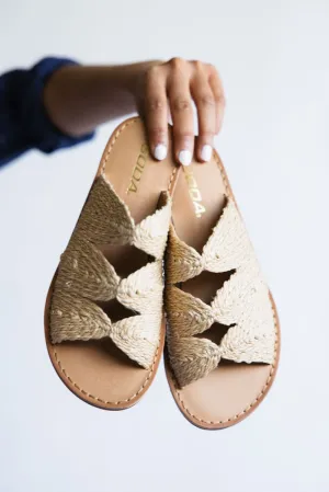 Soda Takes Raffia Slide Sandals for Women in Tan | TAKES-S LT TAN