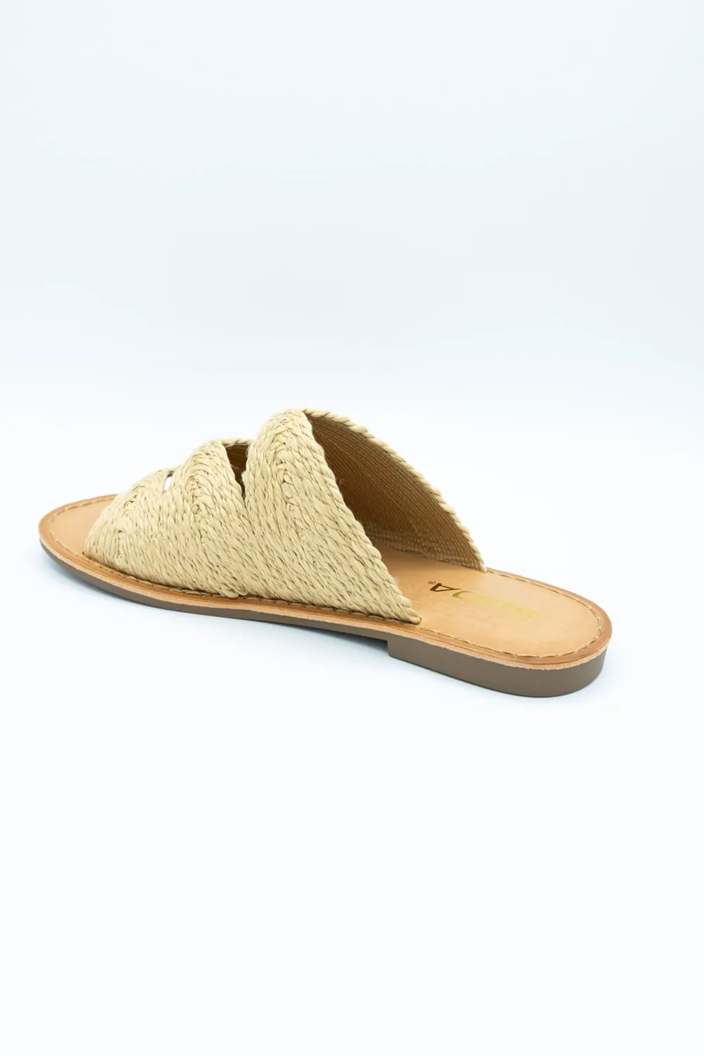 Soda Takes Raffia Slide Sandals for Women in Tan | TAKES-S LT TAN