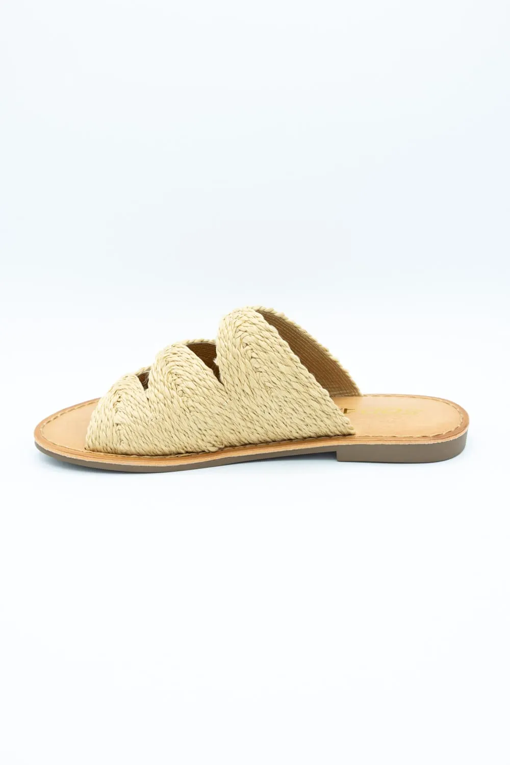Soda Takes Raffia Slide Sandals for Women in Tan | TAKES-S LT TAN