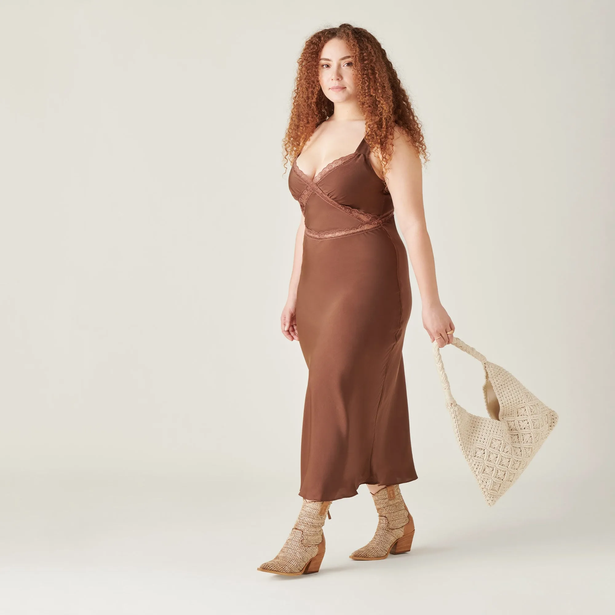 TEXIN BOOTIES BROWN MULTI RAFFIA Dolce Vita