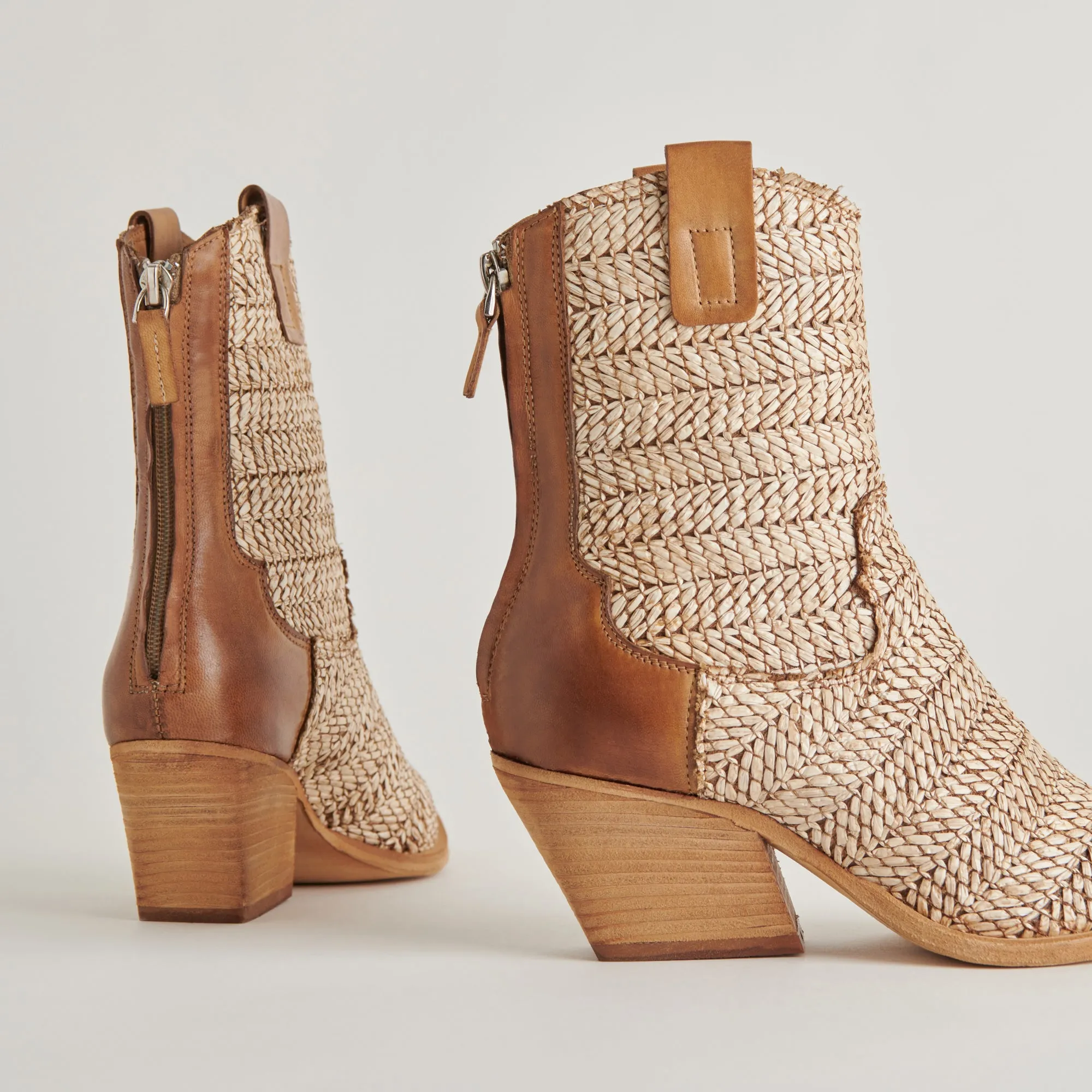TEXIN BOOTIES BROWN MULTI RAFFIA Dolce Vita