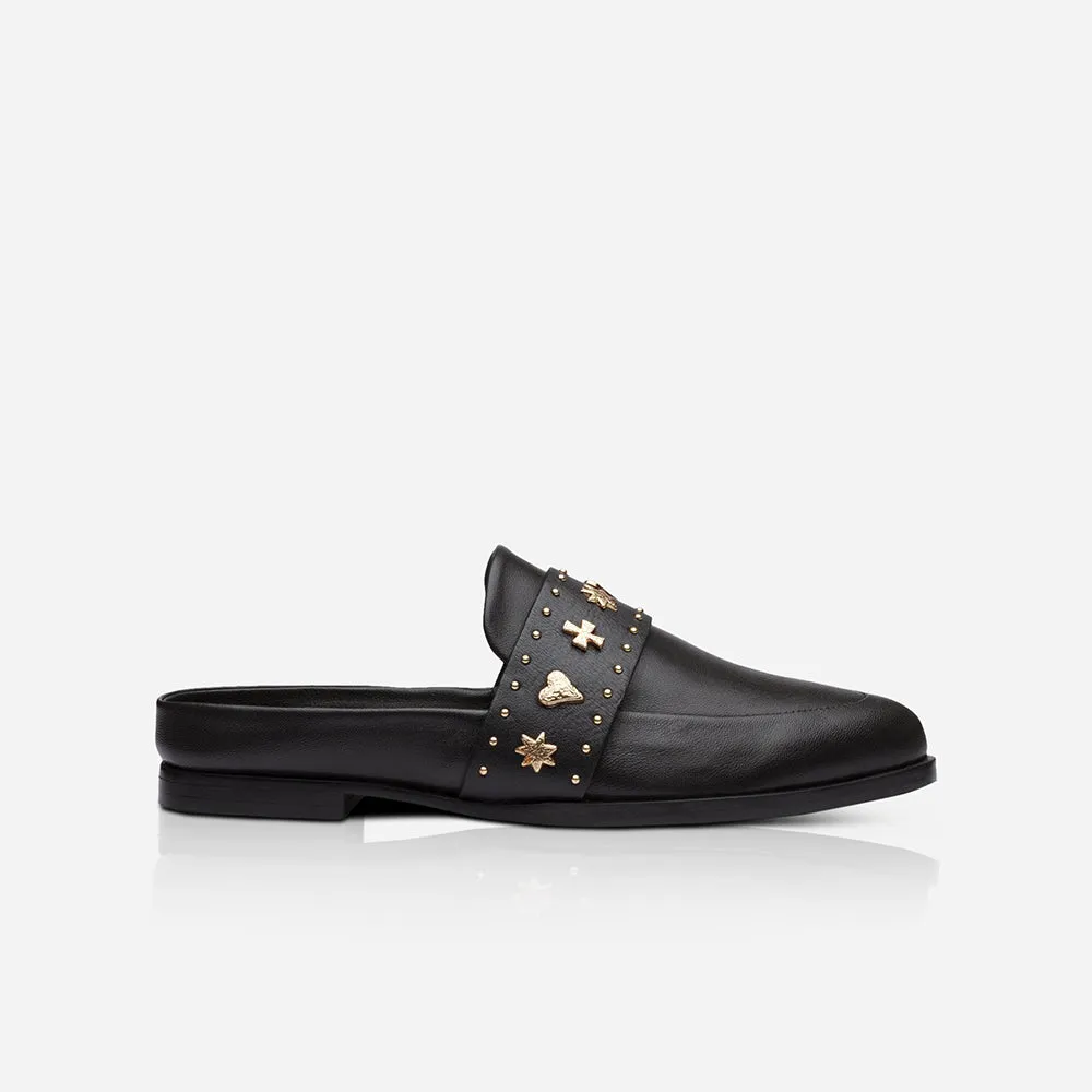 Tuesday Slide Black/Gold Hearts SOL SANA