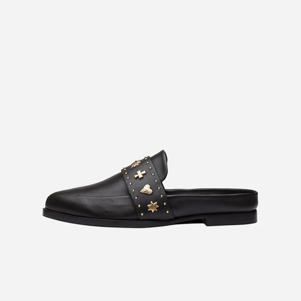Tuesday Slide Black/Gold Hearts SOL SANA
