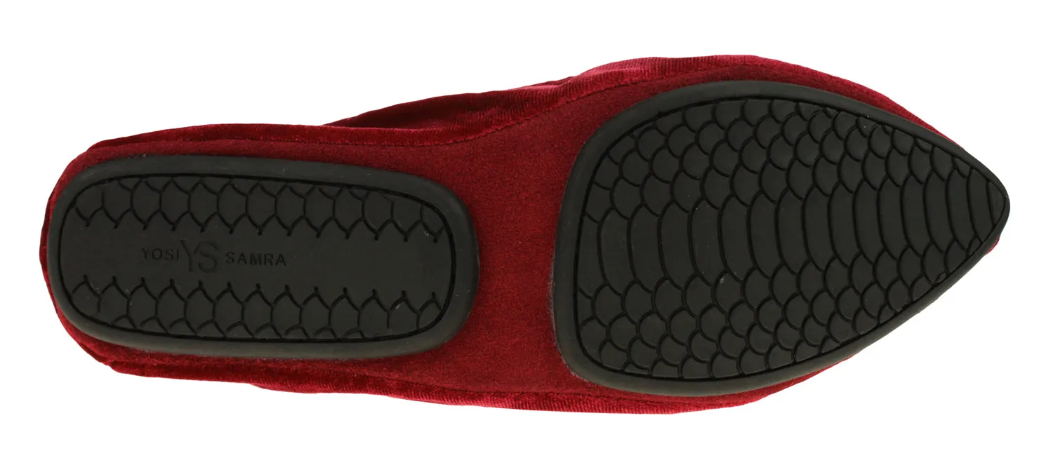 Yosi Samra Women's Vienna 2 Velvet Ballet Flat, Red