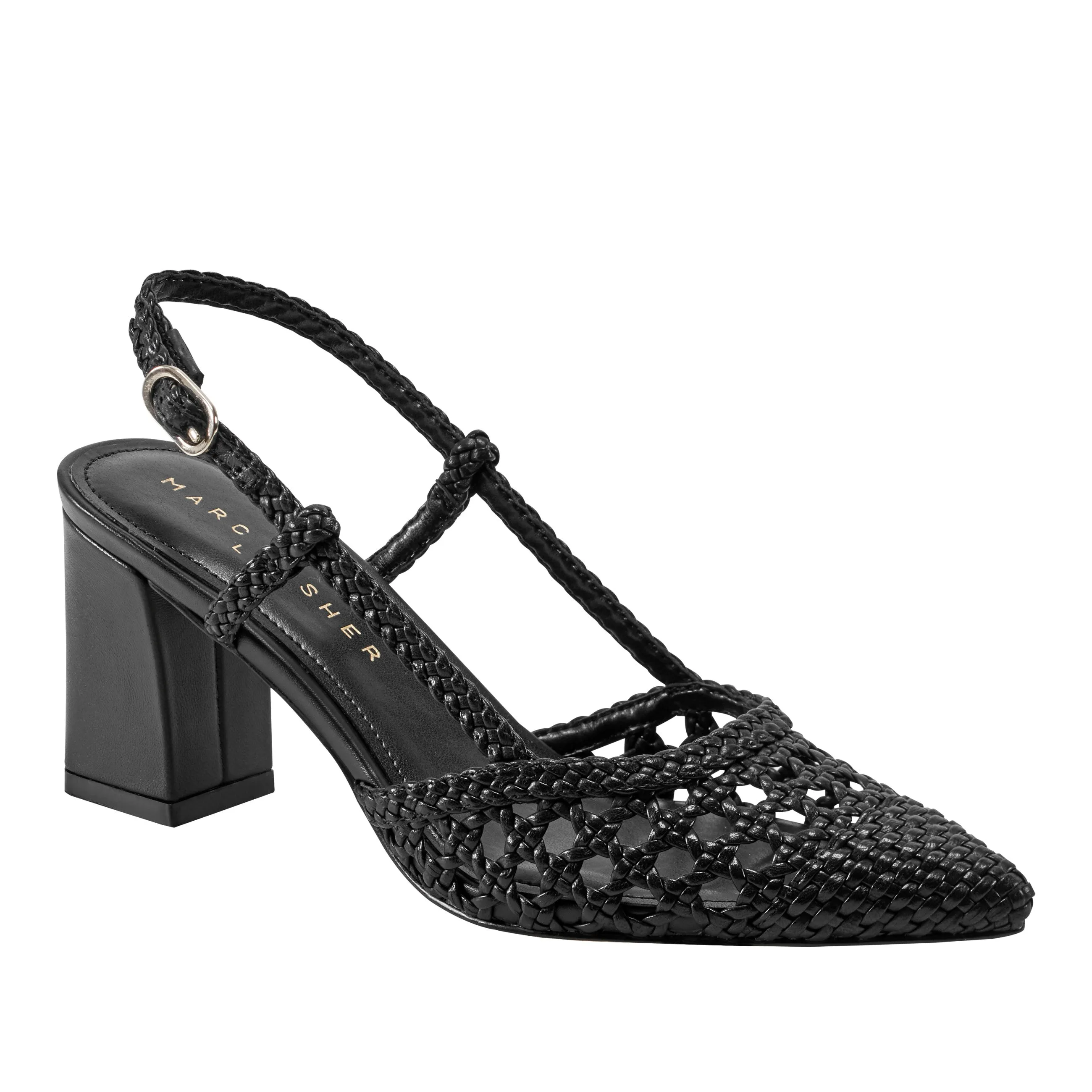 Zunnie Block Heel Woven Slingback Pump