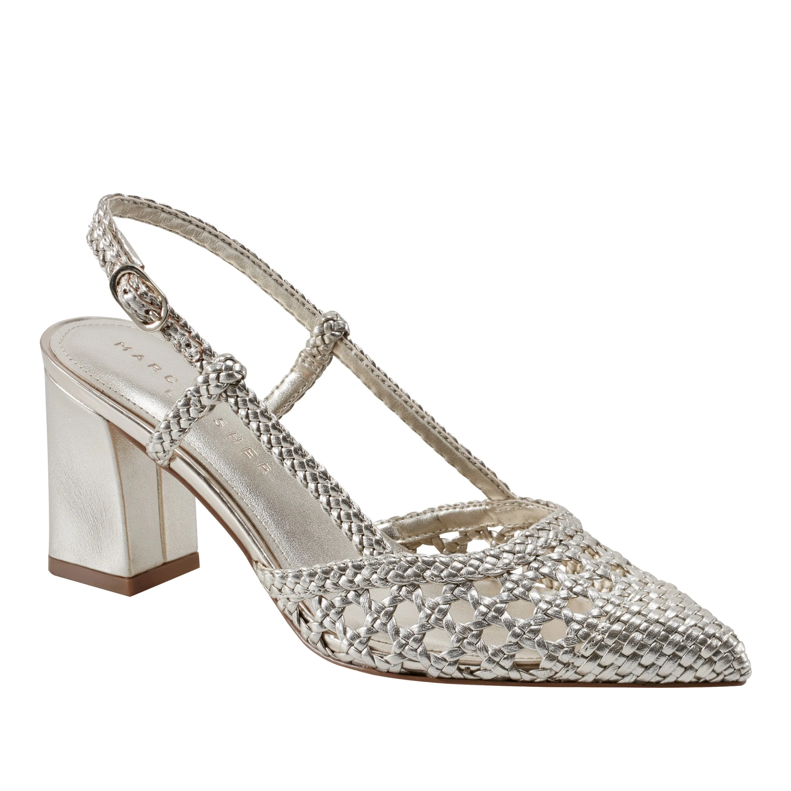 Zunnie Block Heel Woven Slingback Pump